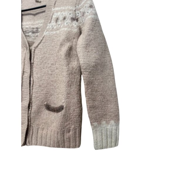 Vintage J.Crew Handknit Fair Isle Cardigan Sweater Women Small Beige Alpaca Blen - Picture 12 of 12